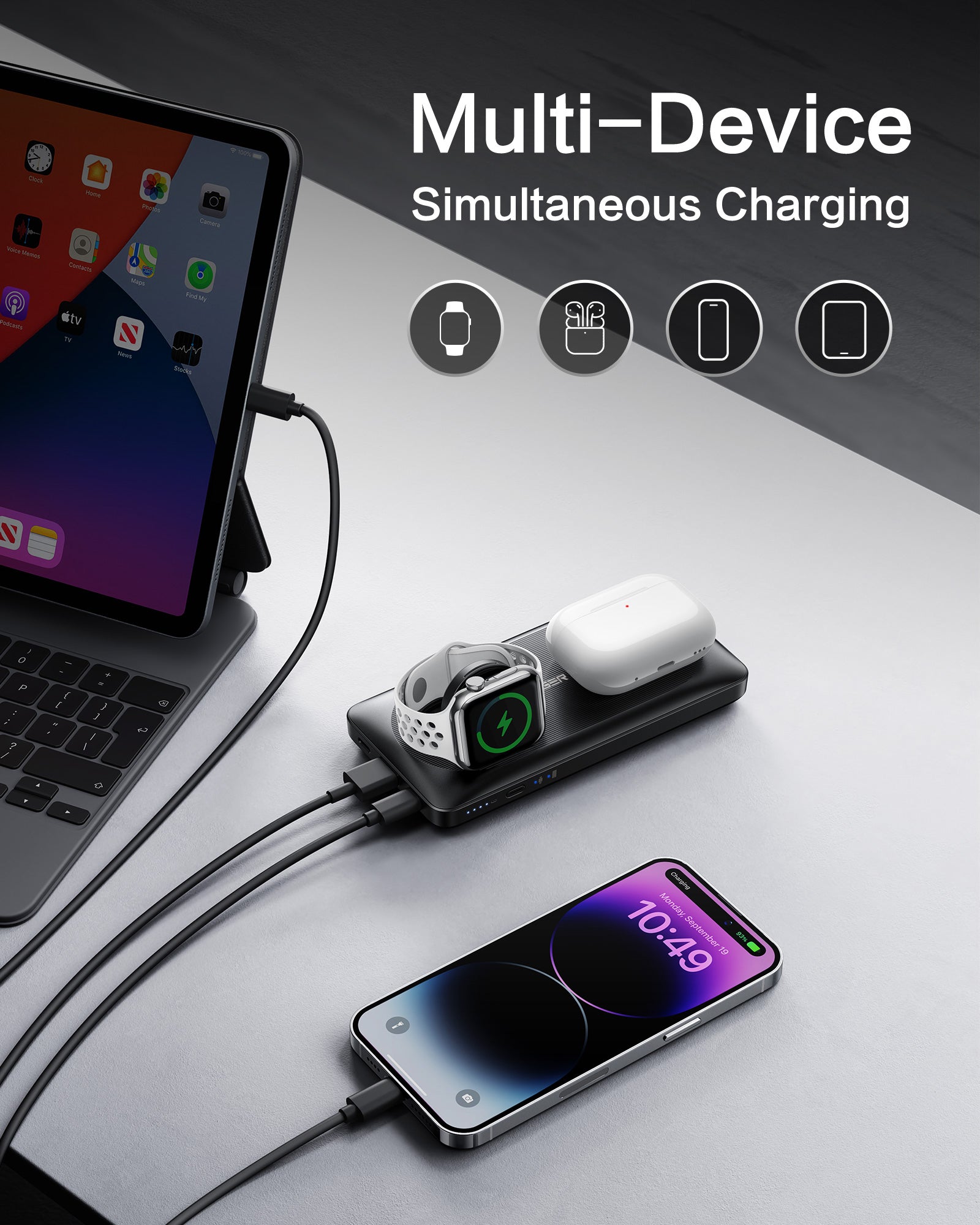 Magnetic 3-in-1 Portable Charger 10000mAh 22.5W