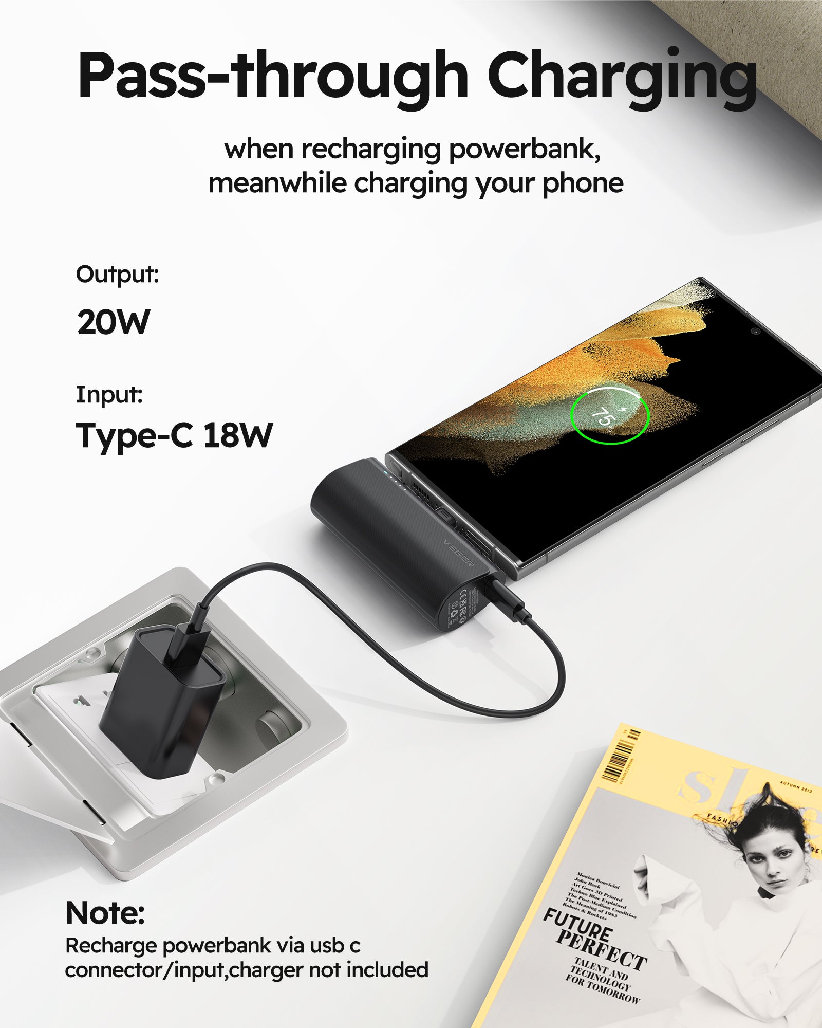 V0556 Portable Charger, 5,000mAh Mini Fast Charging 20W