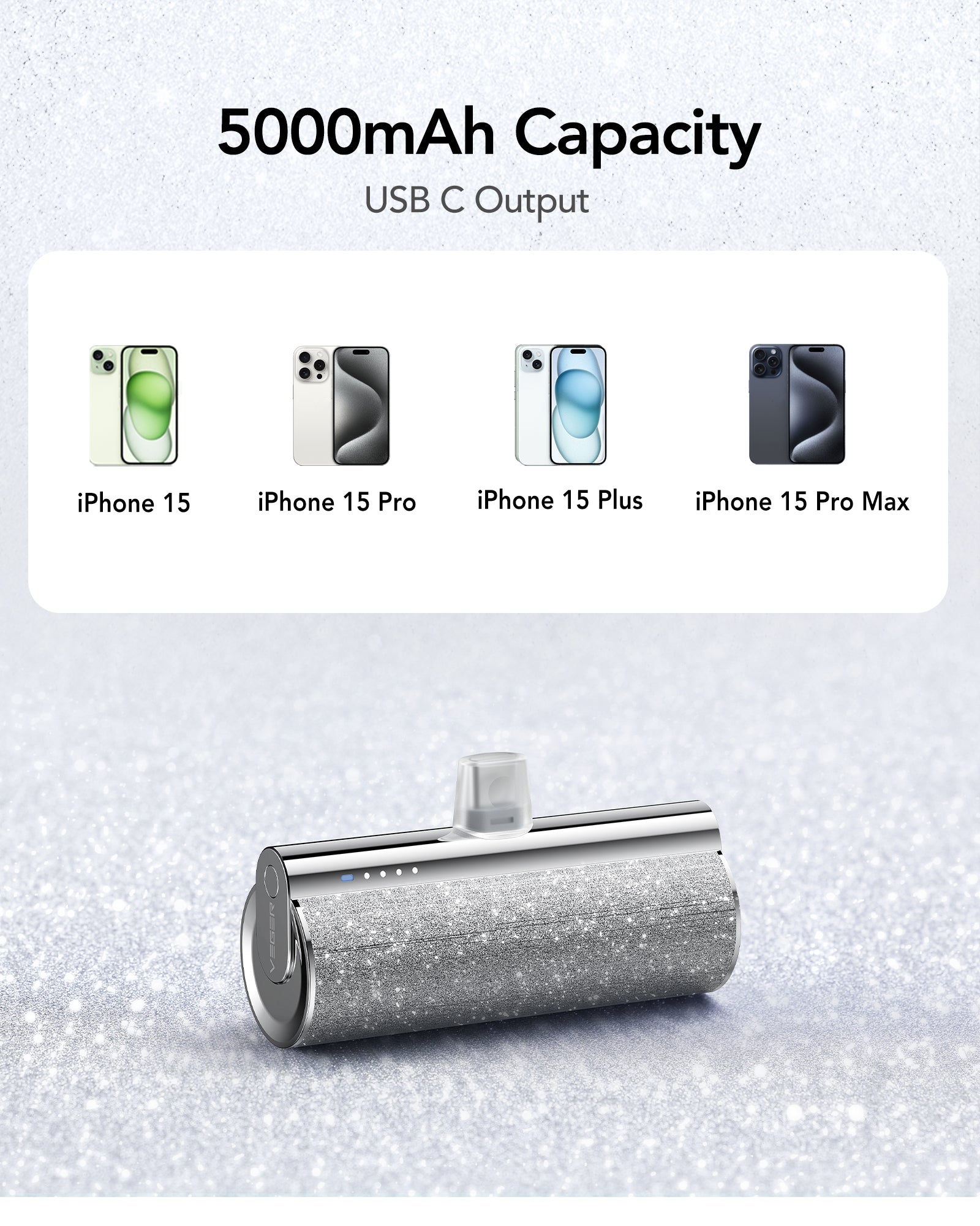 Plug on 5000mAh Mini Portable Charger with Built-in Cable for iPhone & Android