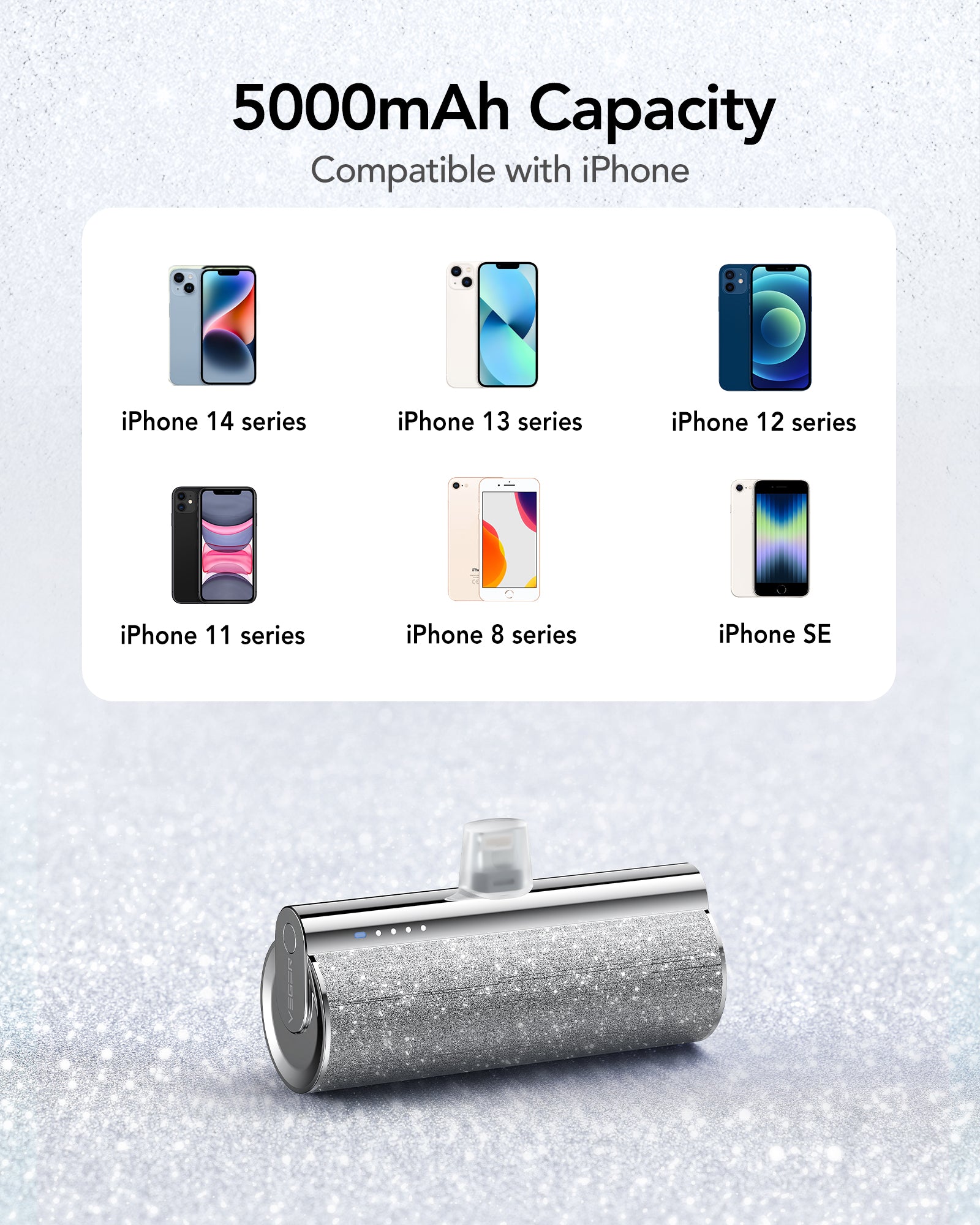 Plug on 5000mAh Mini Portable Charger with Built-in Cable for iPhone & Android