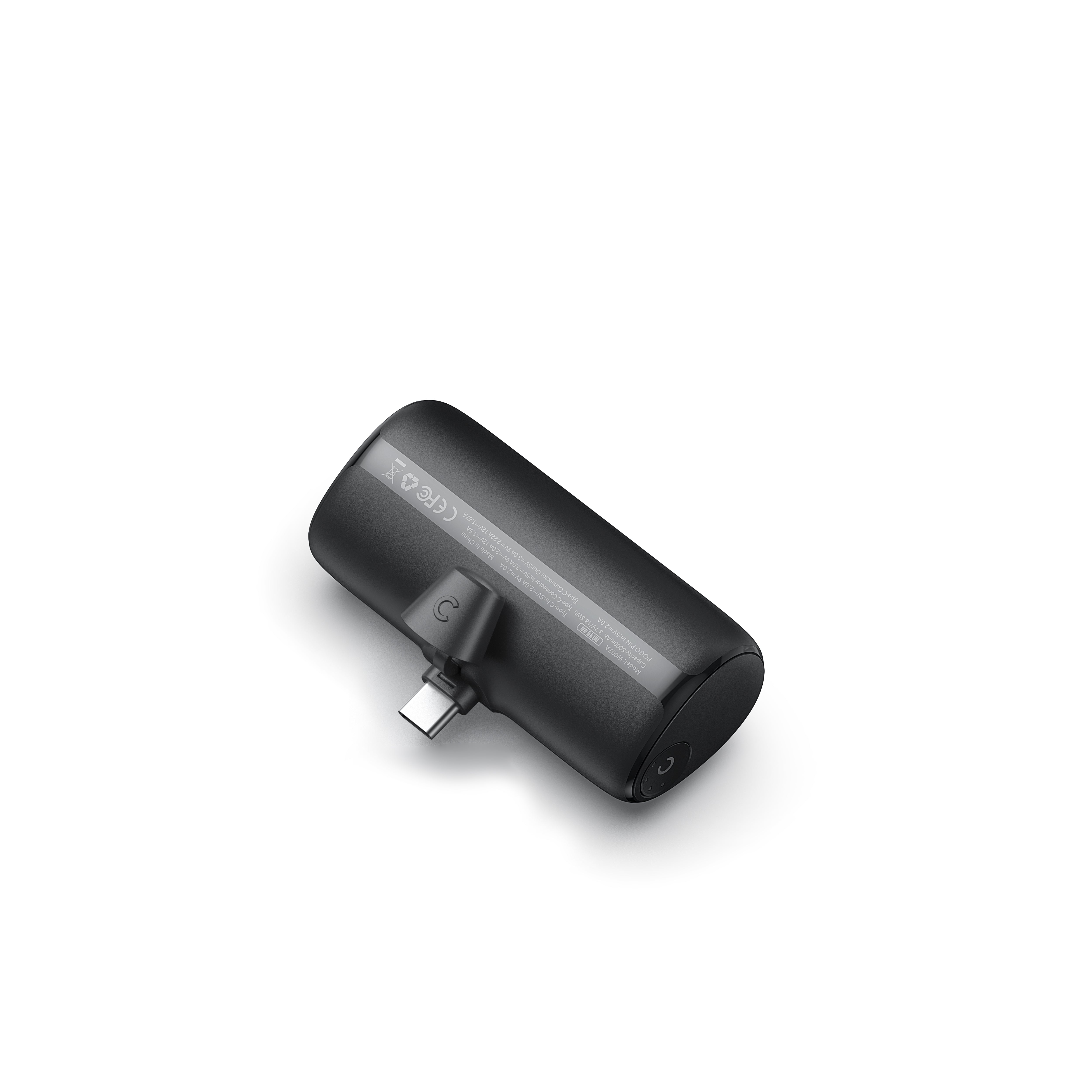 5000mAh Plug On Power Bank with Built-in Type-C Connector for Android