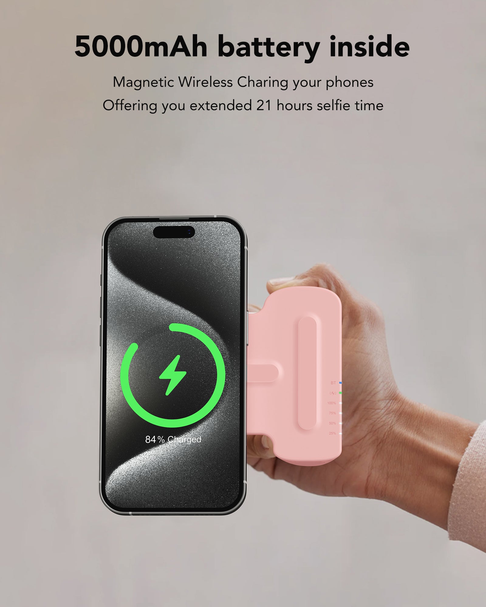 MagSnap 5000mAh Wireless Charging Power Bank with Bluetooth Camera Controller