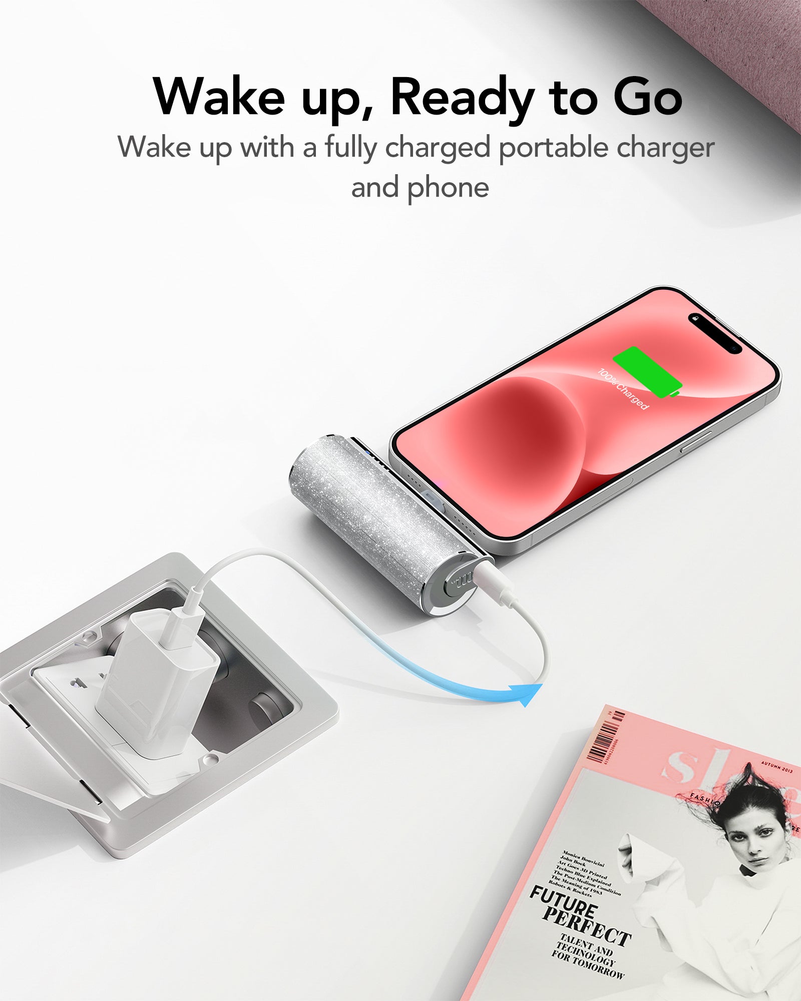 Plug on 5000mAh Mini Portable Charger with Built-in Cable for iPhone & Android