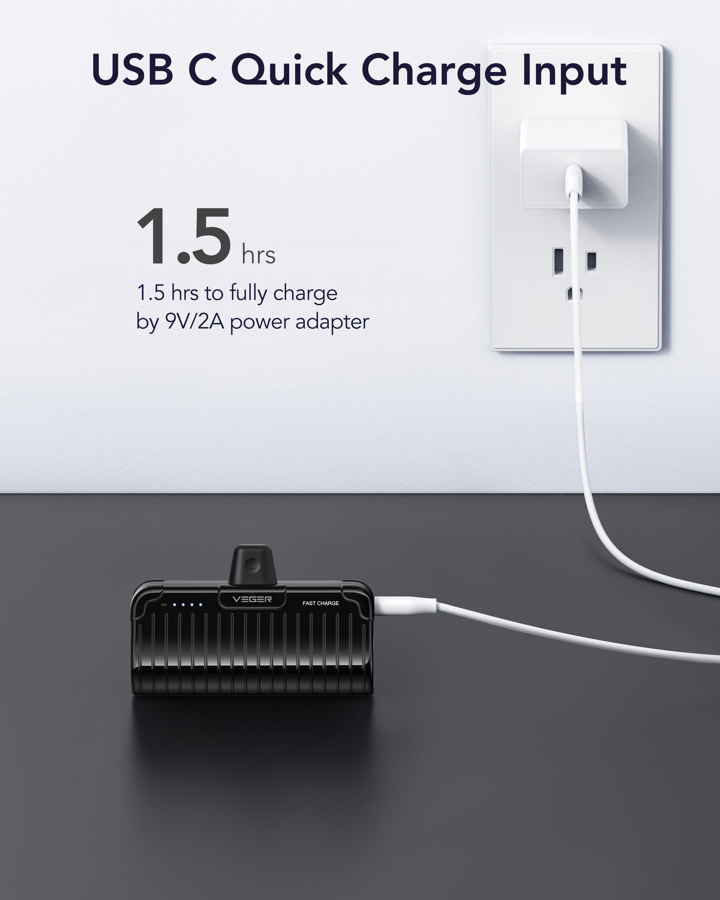 PlugOn L Built-in Connector Mini Fast Charging Power Bank